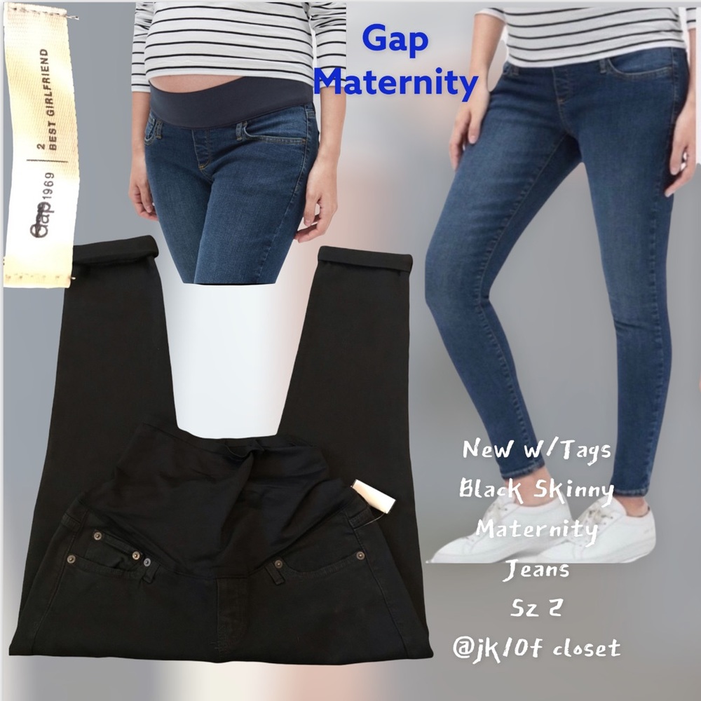 LOWEST🌺 NWT GAP Sz2 MATERNITY STRETCH PANEL BLACK SKINNY JEANS